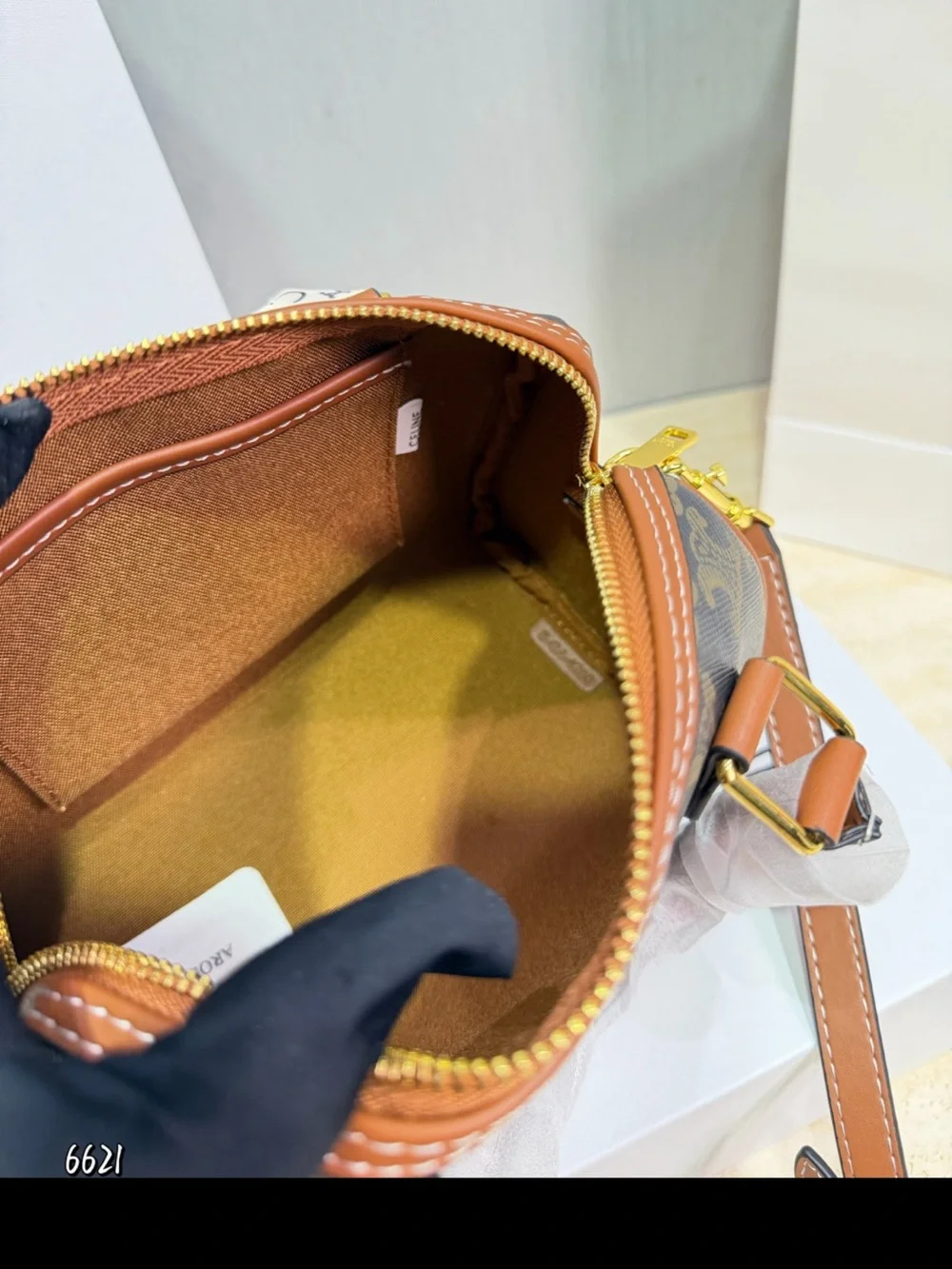 Celine Brown Triomphe Mini Satchel with Logo Scarf Wrap